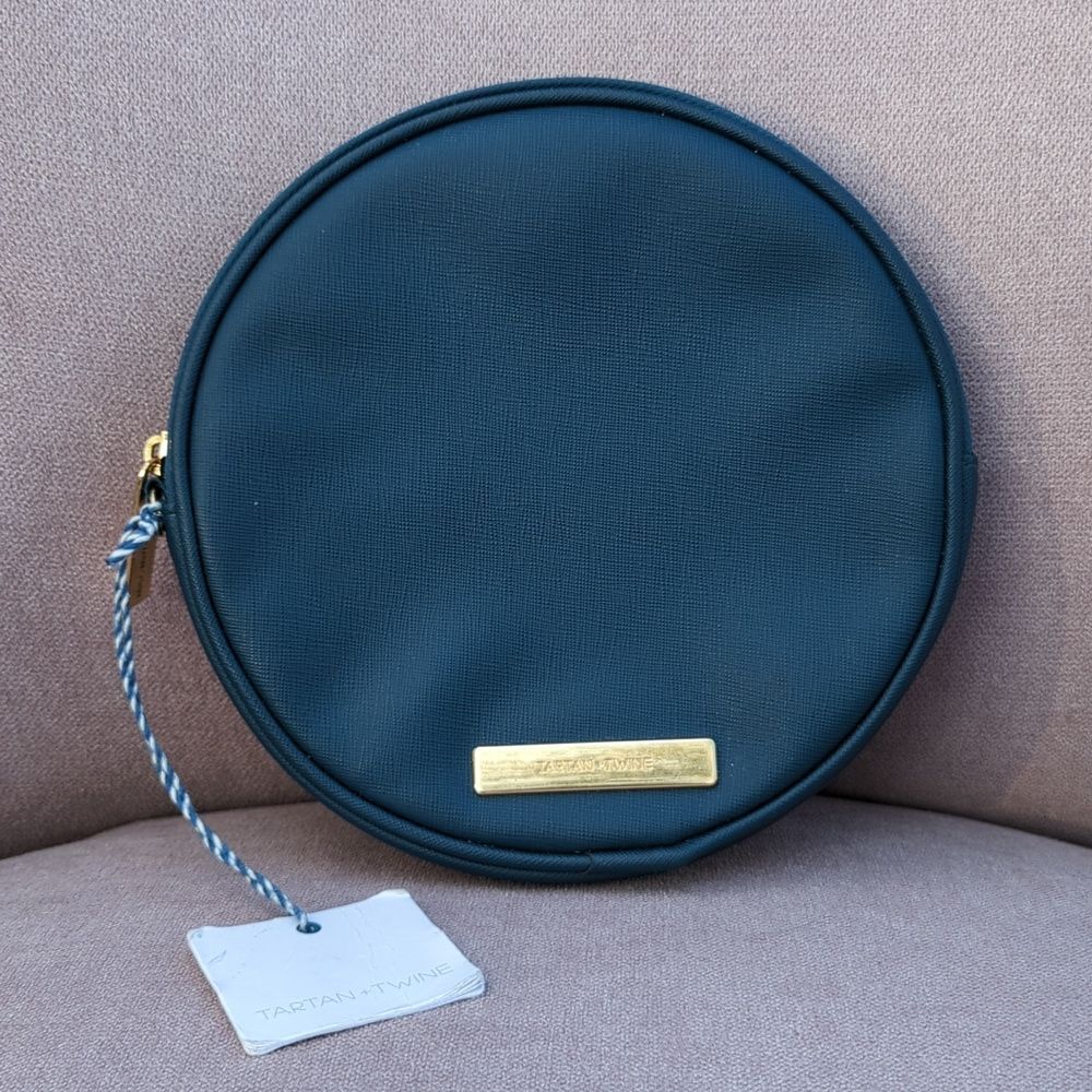 Ulta Tartan + Twine Navy Blue Round Clutch NWT